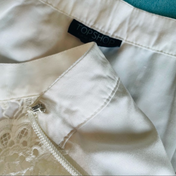Topshop 3D Floral Lace Lined White Skirt Size 8 - Picture 7 of 8
